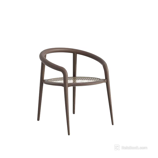 Modern Brown Leisure Chair With Curved Armrests And Woven Seat Design 3d model 
