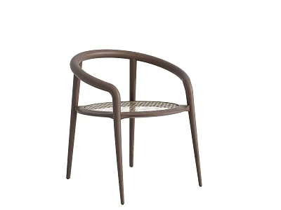 Modern Brown Leisure Chair With Curved Armrests And Woven Seat Design 3d model