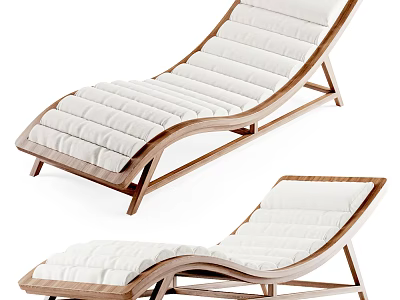 Modern Wooden Frame Lounge Chair With White Cushioned Seat And Comfortable Design 3d model