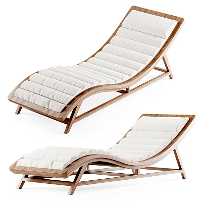 Modern Wooden Frame Lounge Chair With White Cushioned Seat And Comfortable Design 3d model