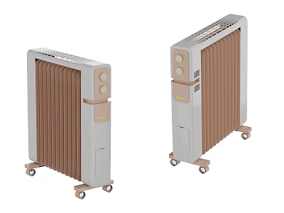 Two Modern Electric Oil Heaters With Wheels 3d model