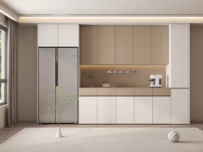 Modern Luxury Wine Cabinet with Glass Doors and Wooden Storage for Home Bar 3d model