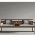 New Chinese-style Rohan Bed Double Sofa 3d model