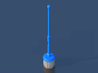 Blue Toilet Brush With Bristle Head For Bathroom Cleaning Essential Household Tool 3d model