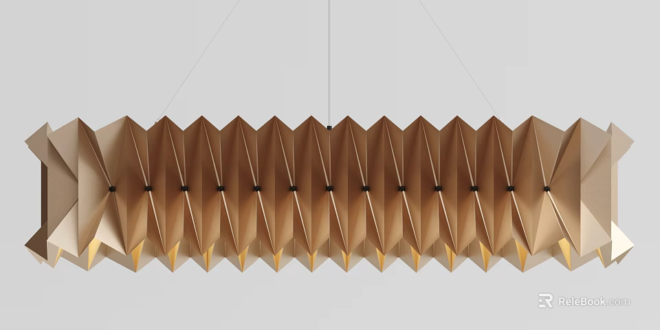 Modern Geometric Folded Brown Pleated Chandelier For Contemporary Home Interiors 3d model 