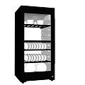 Two Black Kitchen Sterilizer Units Storing Bowls Wine Glasses And Plates