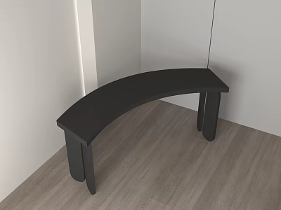 Black Curved Side Table With Modern Design On Wooden Floor And White Walls 3d model