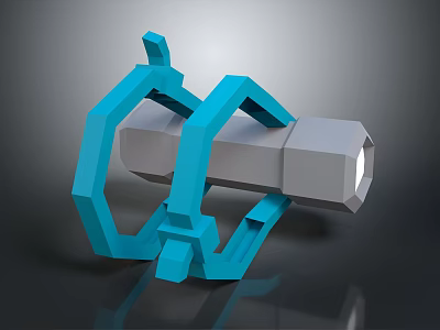 Blue Mechanical Clamp Equipment With Gray Hexagonal Component And Geometric Structure 3d model