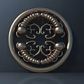 Decorative Circular Brass Handle with Intricate Swirl Patterns and Ornate Design