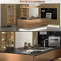 Elegant Modern Kitchen Interior With Wooden Cabinets Island Countertop And Appliances