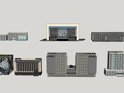 Collection of Modern Office Buildings Featuring Different Architectural Designs And Glass Exteriors 3d model