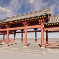 Corridor Multi-layer Eaves Chinese-style Rest Corridor Beauty Hanging Top Ancient Architecture 3d model