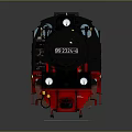 Classic Black And Red Steam Train On Railway Track With Metallic Texture And Dark Background