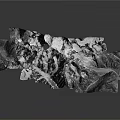 Realistic 3D Mountain Terrain Model With Detailed Topography And Gray Background
