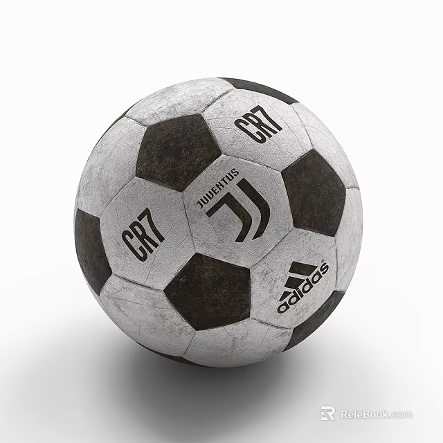 Classic Black And White Football With CR7 Juventus Logo And Adidas Branding 3d model 