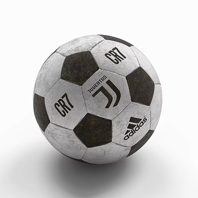 Classic Black And White Football With CR7 Juventus Logo And Adidas Branding 3d model