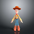 Cartoon Cowboy Character Figurine With Brown Hat Yellow Plaid Shirt Blue Pants And Brown Boots