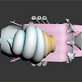 Cute Pink Commercial Ice Cream Truck With Blue White Cone And Cat Decorations