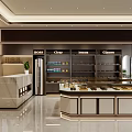 Elegant Modern Specialty Store Interior With Display Cases Product Shelves Counter And Brand Logo