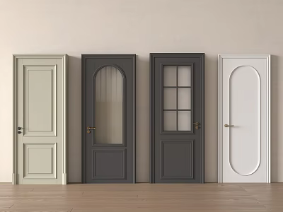 Various Hinged Door Designs With Glass Panels And Solid Panel Styles For Interior 3d model
