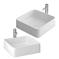 Modern White Washbasins in Various Shapes with Silver Faucets for Bathroom Design
