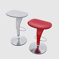 Modern White and Red Bar Stools with Metal Base and Footrest Design