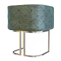 Elegant Green Tufted Diamond Pattern Accent Chair With Metallic Gold Frame Stand
