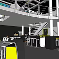 Modern Two Floor Bar Interior With Staircase Bar Counter Tables And Yellow Accents
