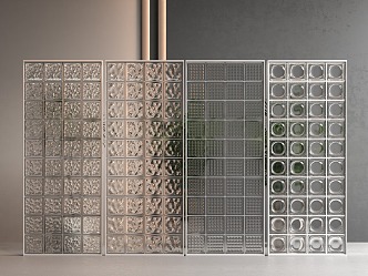 Modern glass brick partition 3d model