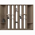 Modern Wooden Bookcase with Multiple Compartments and Decorative Items Like Vase And Sculptures