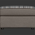 Stylish Ottoman Furniture With Gray Fabric Body And Blue White Plaid Cushion Top