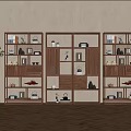 Chinese Style Wooden Display Shelves With Decorative Items Books And Tea Sets