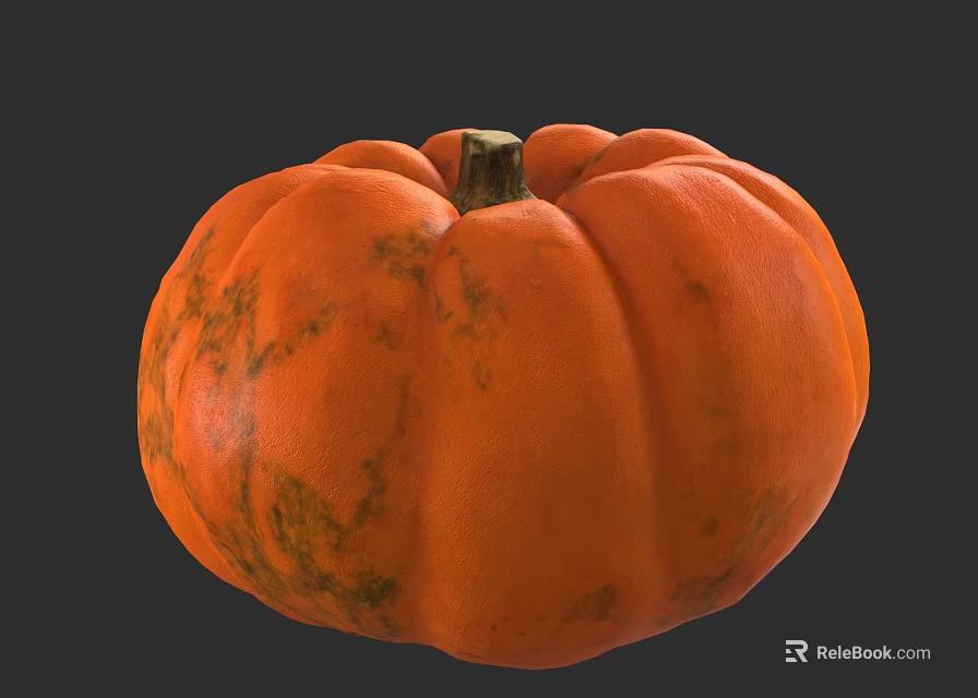 Ripe Orange Pumpkin With Green Stripes And Smooth Skin As Fresh Healthy Vegetable 3d model 