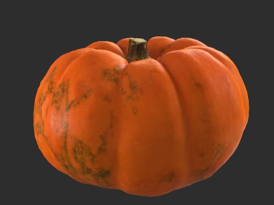 Ripe Orange Pumpkin With Green Stripes And Smooth Skin As Fresh Healthy Vegetable 3d model