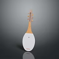 Lute Shaped White Home Living Accessory With Wooden Neck And Decorative Design