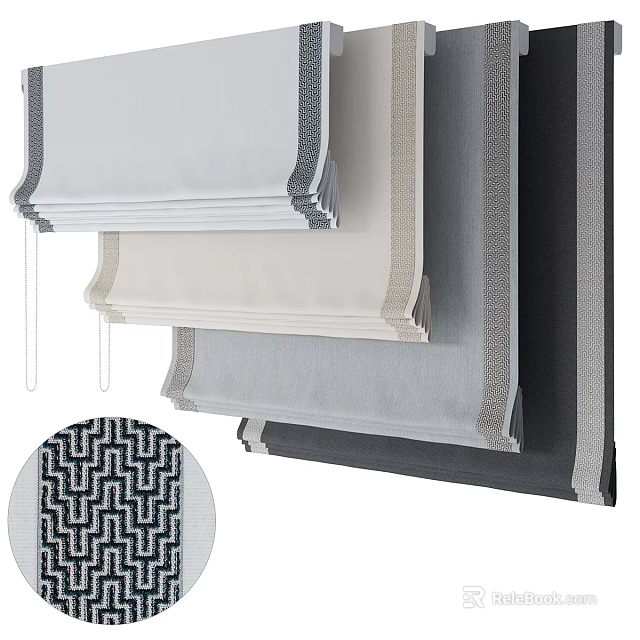 Modern Window Curtains In Different Colors With Textured Patterns For Home Decor 3d model