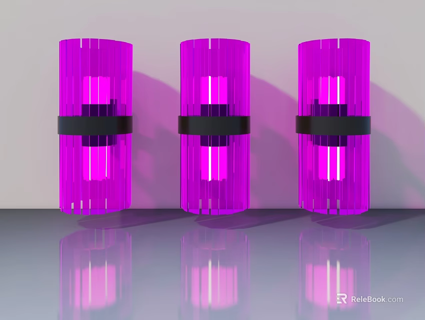 Modern Purple Swing Door Design With Black Accent Strips For Contemporary Spaces 3d model 