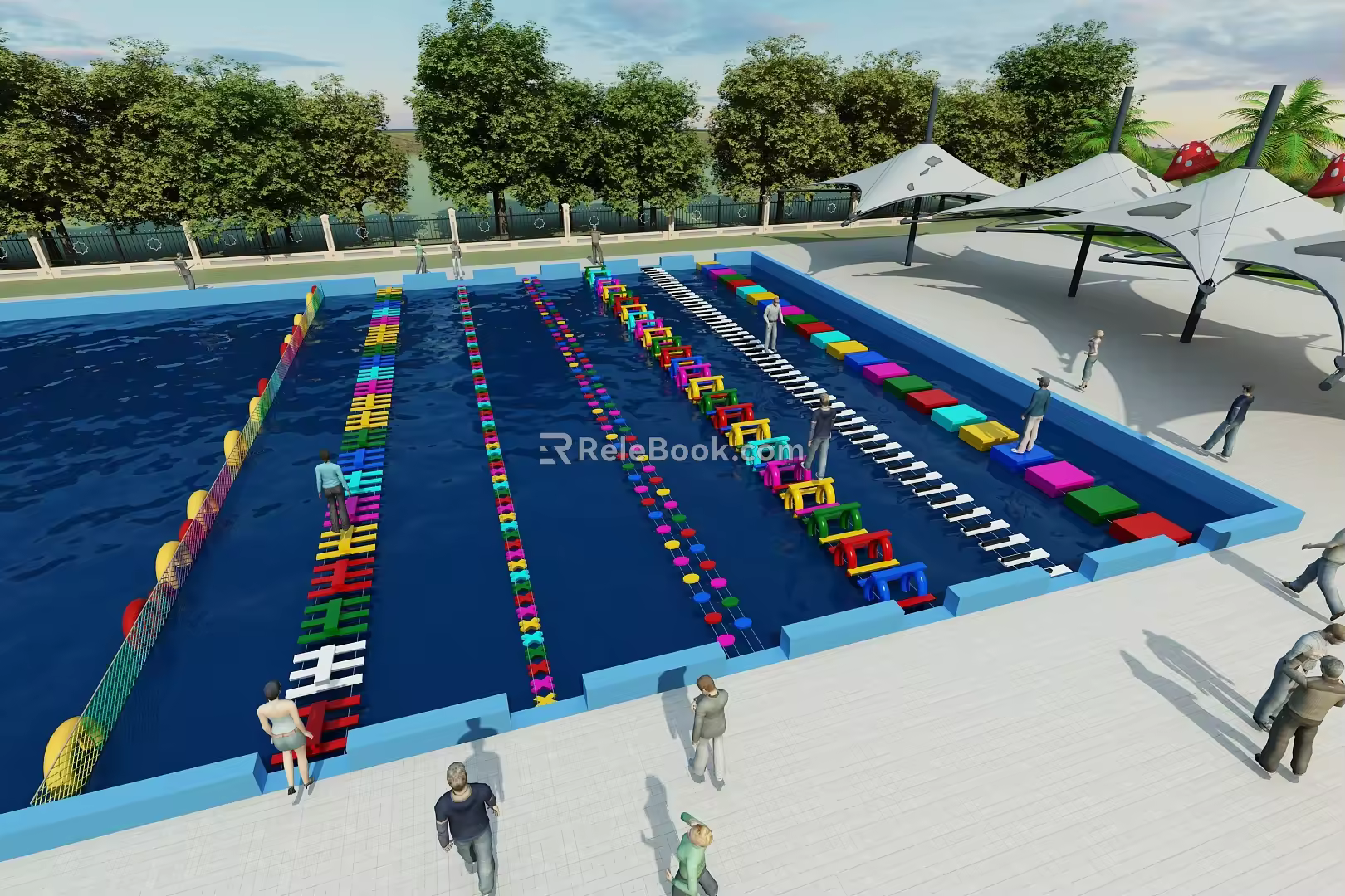 Water to expand the network red bridge 3d model