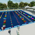 Water to expand the network red bridge 3d model