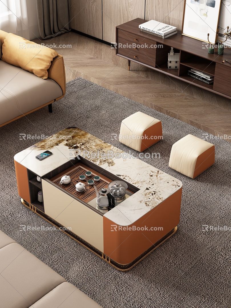 Coffee table TV cabinet combination 3d model