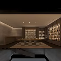 Luxury Tobacco And Alcohol Store Interior With Wooden Walls Circular Artwork Shelves On Both Sides