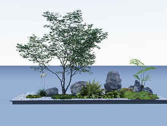 Landscape green plant combination sketch potted welcome pine 3d model