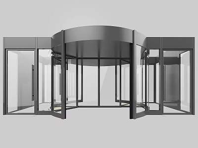 Modern Revolving Door Design With Metal Frame And Glass Panels For Commercial Entrance 3d model