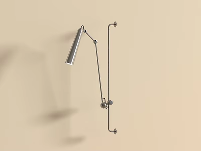 Modern Metal Wall Lamp With Adjustable Arm Mounted On Beige Wall 3d model