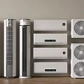 Various Styles of Air Conditioners and Fans Including Floor Standing and Wall Mounted