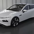 White Modern Electric Car With Sleek Aerodynamic Body And Green License Plate
