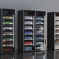 Beverage Display Refrigerators With Black Glass Doors And Various Bottled Drinks Inside