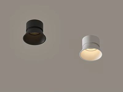 Modern Black and White Ceiling Mounted Downlights with Illuminated Sleek Design 3d model