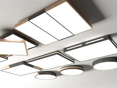 Modern Ceiling Lights Featuring Square Round Shapes Metal Frame And Bright LED Lighting 3d model