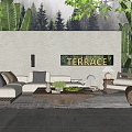 Outdoor Leisure Sofa Log Coffee Table Corner Sofa Single Sofa Jewelry Ornaments Combination 3d model